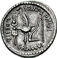 Denarius of Tiberius Sempronius Gracchus, 40 B.C.